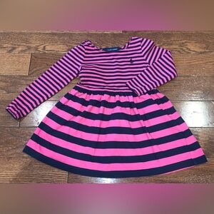 Ralph Lauren Pink Navy Stripe Toddler Dress 2T Soft Girl Preppy